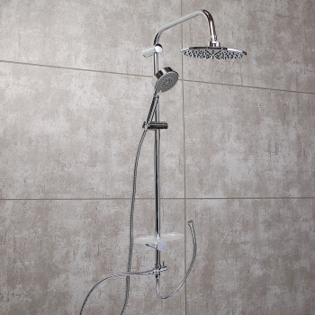 Стойка для душа GROSS AQUA Moderna GA9015, 2 лейки, шланг, полка