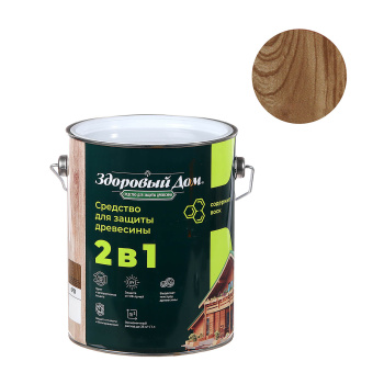 Защитно-декоративное покрытие 2.7 л для древесины Здоровый Дом 2 в 1, орех