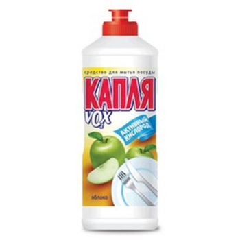 Чист.ср-во д/посуды КАПЛЯ VOX 450мл Сода-эффект Яблоко  (арт.9081,9130) (Самара) *15