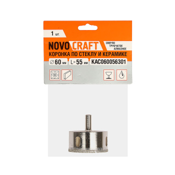 Коронка по стеклу/керамика 60мм алмазная (KAC060056301) Novocraft *1/10