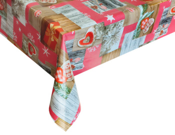 Клеёнка на нетканой основе "Carnelia" "Новый Год. Сердечки" роз.с кор. шир.1,4м CL-1451 *20