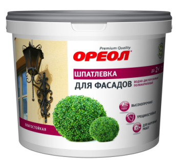 Шпатлевка фасадная акриловая 1.5 кг Ореол, влагостойкая
