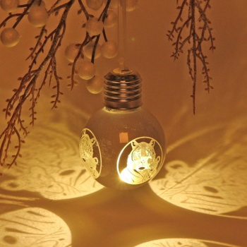 Подвеска ЛАМПА с подсветкой 6 см "Символ 2021", Белый (подсветка Теплый белый)