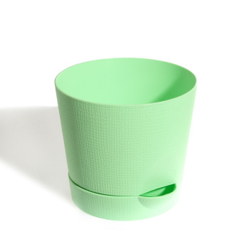 Кашпо пластм. "Le Parterre" 1,4л d верха 150мм h135мм с поддоном Зеленый 203-1 (Tek.A.Tek)*1/24