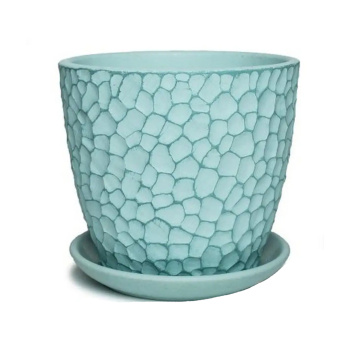 Кашпо керам. "Бутон" "Манго" 1,31л d верха 146мм h130мм с поддоном Бирюзовый №2 КС-Б2-216-23 *9