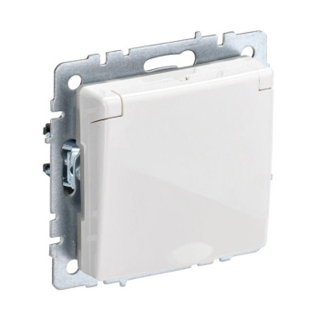 Механизм розетки "BRITE" 1-мест. белая с заземл крышка з/ш IP44 16А IEK BR-R16-16-44-K01 *10/100