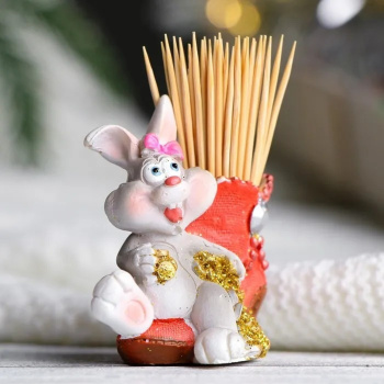 яяяПодставка для зубочисток "Заяц с бабочкой" 6см МИКС 7805855