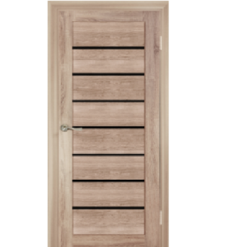 яяяДверь межкомнатная остеклённая КЛ7/1 Дуб Светлый 700 мм черное стекло Двери ГУД *1