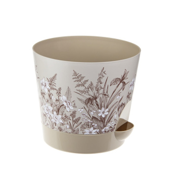 Кашпо пластм. "Ника Деко" 2,7л d верха 180мм h155мм с поддоном, прикорн.полив "Нарциссы" М3078*1/16