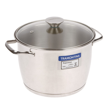 Кастрюля нерж. "TRAMONTINA" "Allegra" 4,37л Стекл.кр., с термораспр.дном 62655/204-TR (Бразилия)*1/4