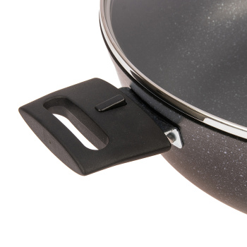 Сковорода алюм. а/приг.литая Kukmara "Мраморная" темный d30см глуб. "Сотейник" смт308а Ст.кр. *1/3