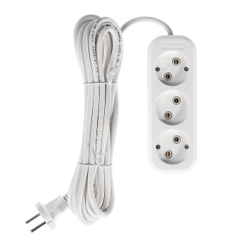 Удлинитель 3 розетки 5м б/з ПВС 2*0,75мм2 6А мощ.нагр 1300Вт Универсал У6-639М *1/35