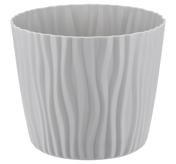 Кашпо пластм. "Волна" 8.0л d верха 250мм, h215мм с съем дрен.решеткой Серый М3190 ("М-П.")*1/12