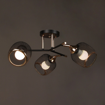 Светильник потолочный N6408/3 BK+FGD  3*40W E27 220V (d-540; h-230) S=12м2 VERNER LIGHTING *1