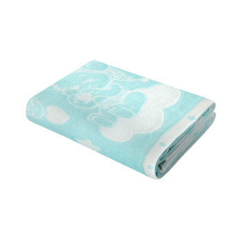 Полотенце детское махровое 100*100см Облачко Мишки на облаках Нежно-бирюзовый Aquarelle *1/8