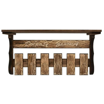 Полка с вешалкой, состаренная, "Добрая банька", 6 рожков 77*35*21 см, липа "Банные штучки"/2 Полка с вешалкой, состаренная, "Добрая банька", 6 рожков 77*35*21 см, липа "Банные штучки"/2