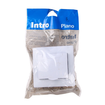 Розетка Intro Plano СП 1-мест. белая зк крышка 2P+E Schuko 16А-250В IP20