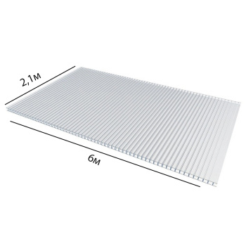 Поликарбонат 4 мм сотовый Агро Био, 2.1х6 м, 0.47 кг/м², прозрачный