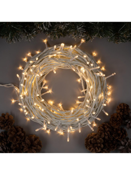 Гирлянда Нить 20м 200LED теплый белый 8 режимов белая нить уличная 220V IP44 3584145  *1/36