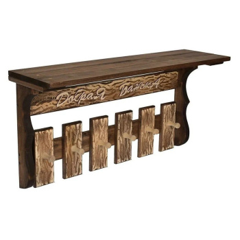 Полка с вешалкой, состаренная, "Добрая банька", 6 рожков 77*35*21 см, липа "Банные штучки"/2 Полка с вешалкой, состаренная, "Добрая банька", 6 рожков 77*35*21 см, липа "Банные штучки"/2