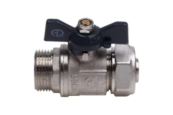 Кран шаровый 20х1/2"(Ø15) цанга/папа бабочка AQUALINK (02430) *1/10/100