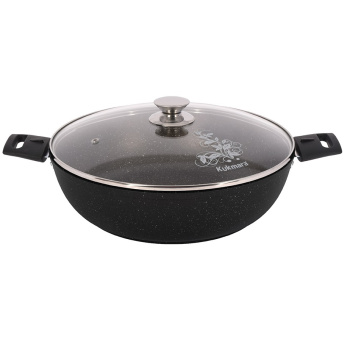 Сковорода алюм. а/приг.литая Kukmara "Мраморная" темный d30см глуб. "Сотейник" смт308а Ст.кр. *1/3