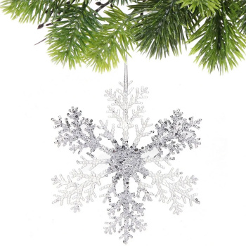 Подвеска новогодняя "Мерцающая снежинка" 21 см, Белый
