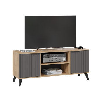 Тумба под ТВ 1335*374*452 Исп.2 Дуб крафт золотой/Белый матовый Хилтон ТриЯ*1