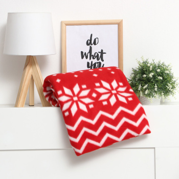 Плед 130*150см флисовый Орнамент красный Экономь и Я *1