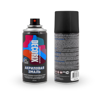 Эмаль-аэрозоль черный глянцевый 210 мл DECORIX (A01) *1/24