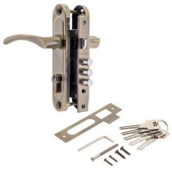 Замок врезной 61,5мм бронза,3 ригеля 1023/60-AB Avers *1/20